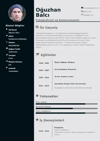Fotoğrafçı örnek cv indir